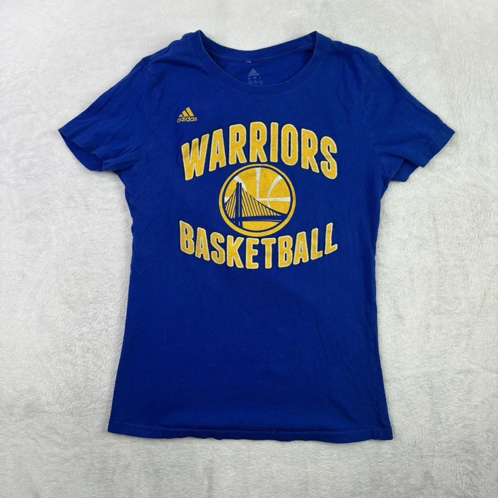 Adidas Golden State Warriors Stephen Curry GSW Blue SS Graphic Shirt Women's LG